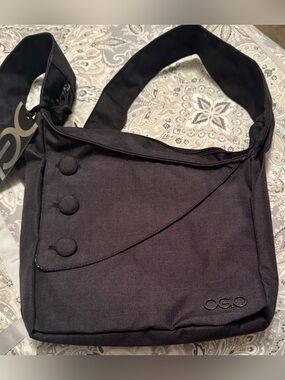 OGIO Black Messenger Bag with Button Accent